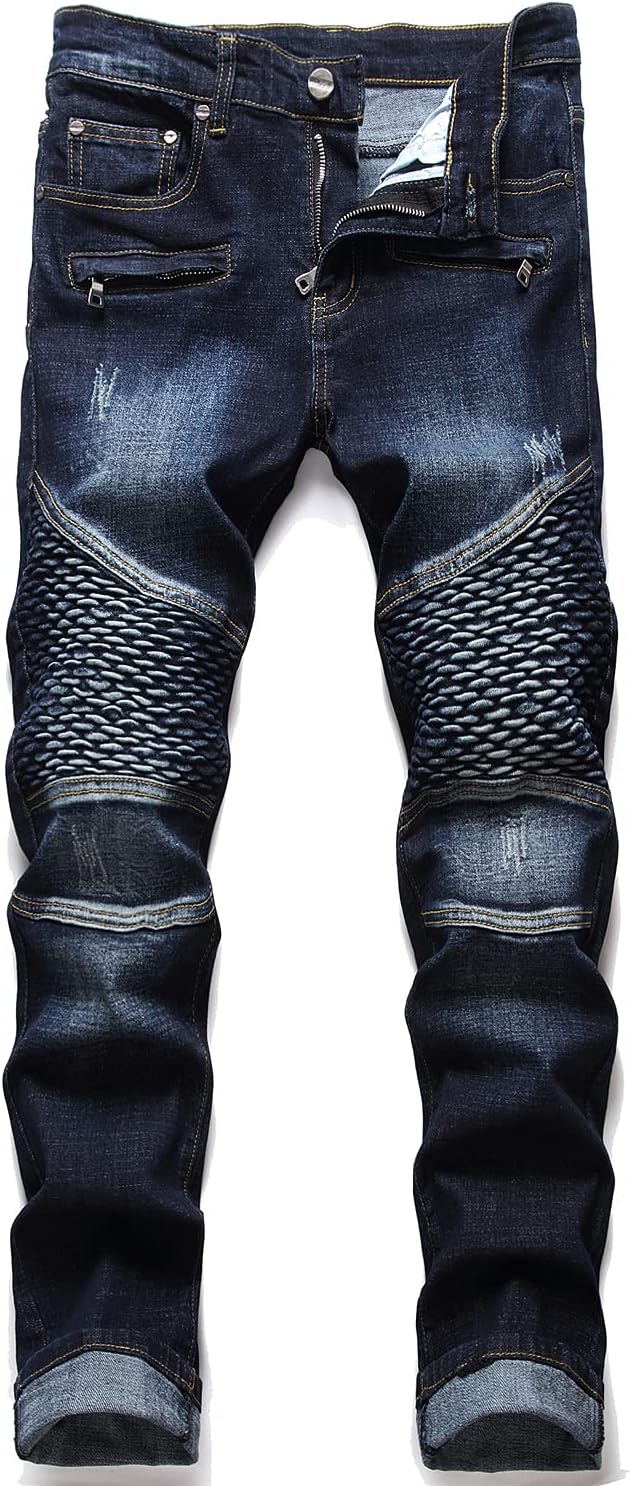 RXXKKK Men's Classic Zipper Biker Flex Jean for All Occasions