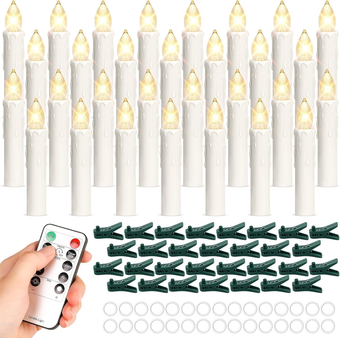 Flameless LED Taper Candles - 30 PCS Remote Control Set