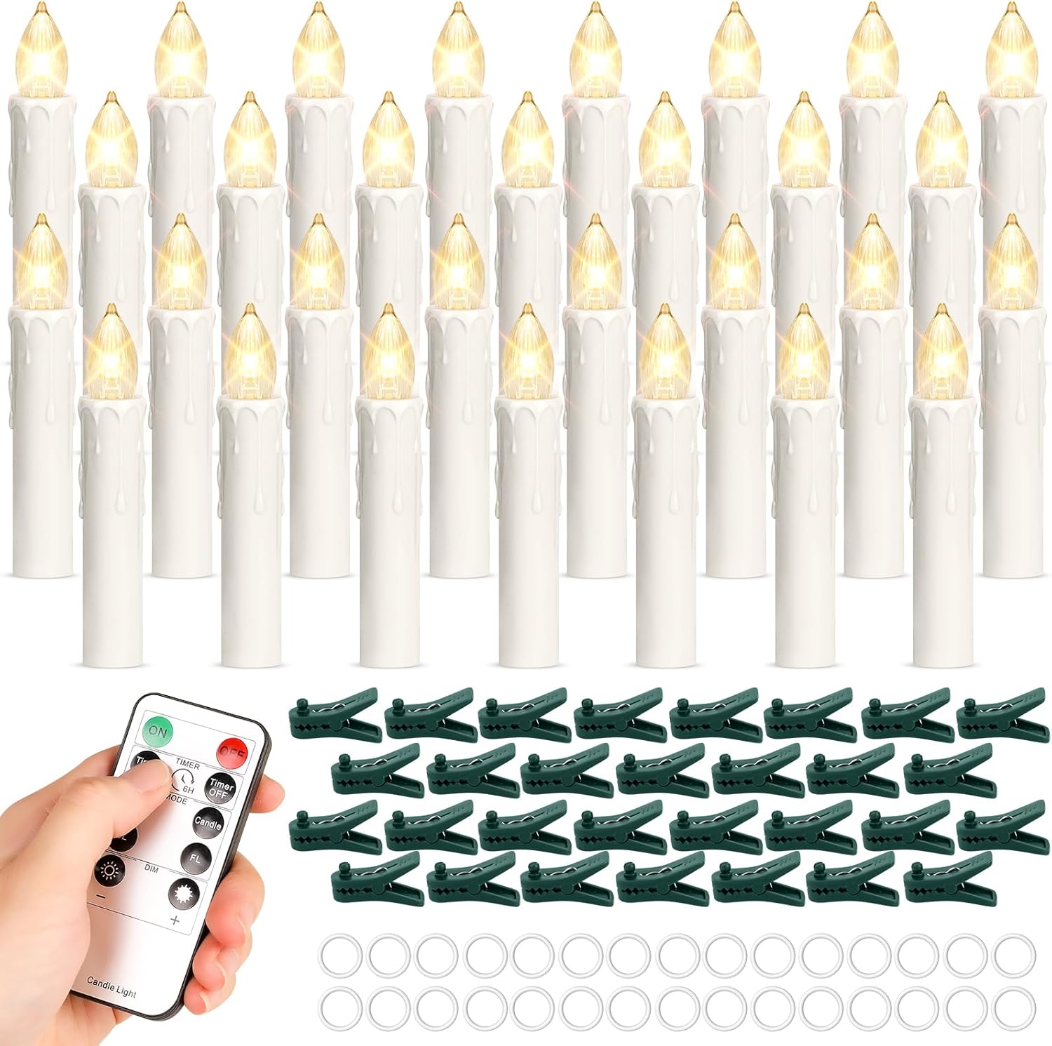 Flameless LED Taper Candles - 30 PCS Remote Control Set