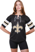 Ultra Game Women's NFL Lace Up Tee Shirt Penalty Box - Fan Ready