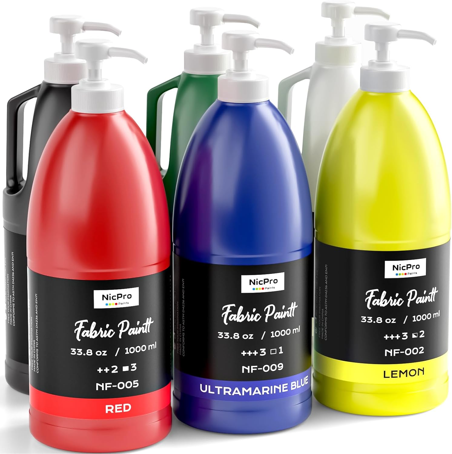 Nicpro 6 Colors Large Bulk Fabric Paint for Creative Projects