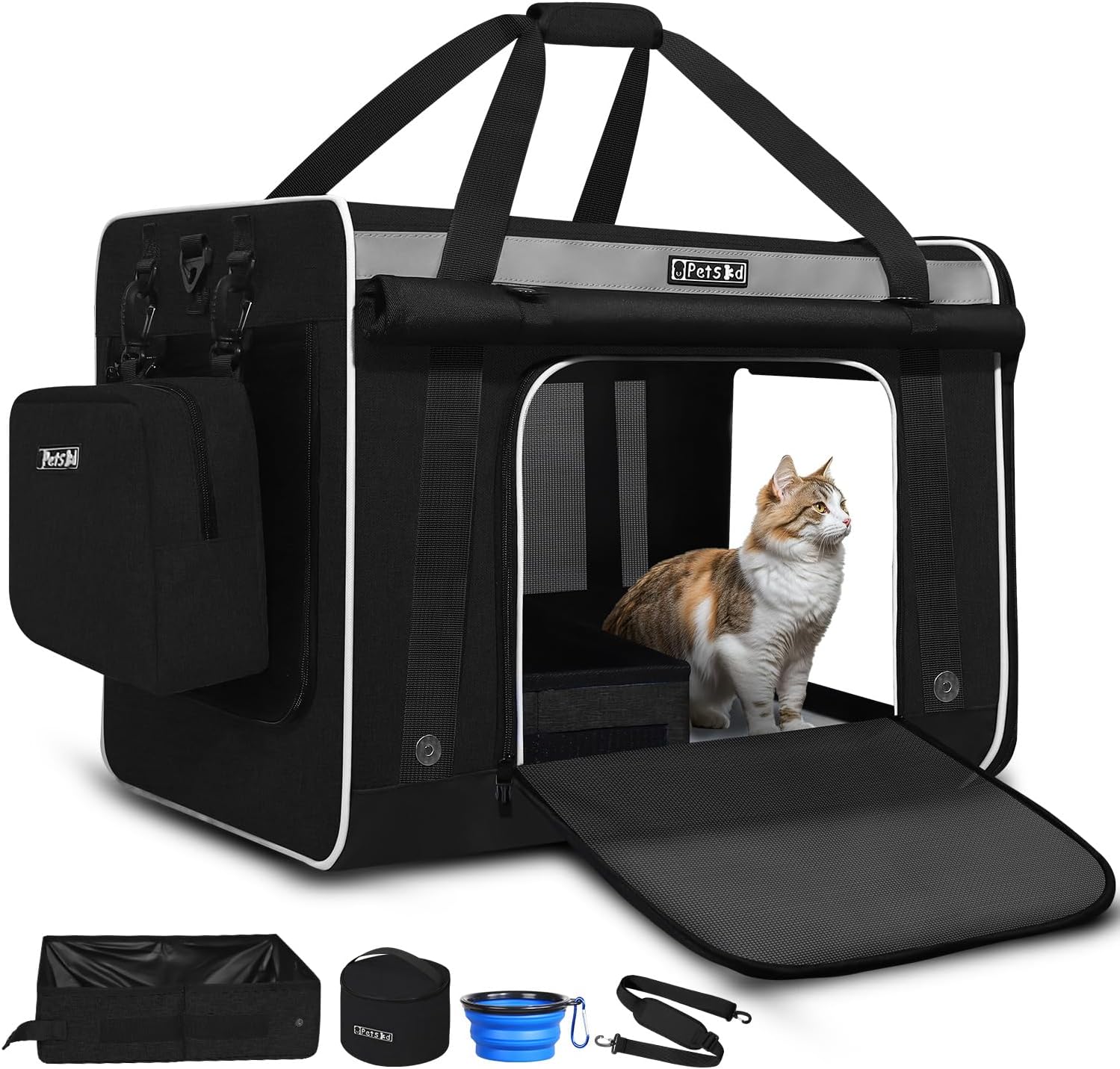 Extra Large Cat Carrier for 55LBS Pet Travel with Litter Box