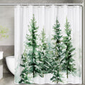 Farmhouse Christmas Shower Curtain Set - Rustic Winter Xmas Tree Decor