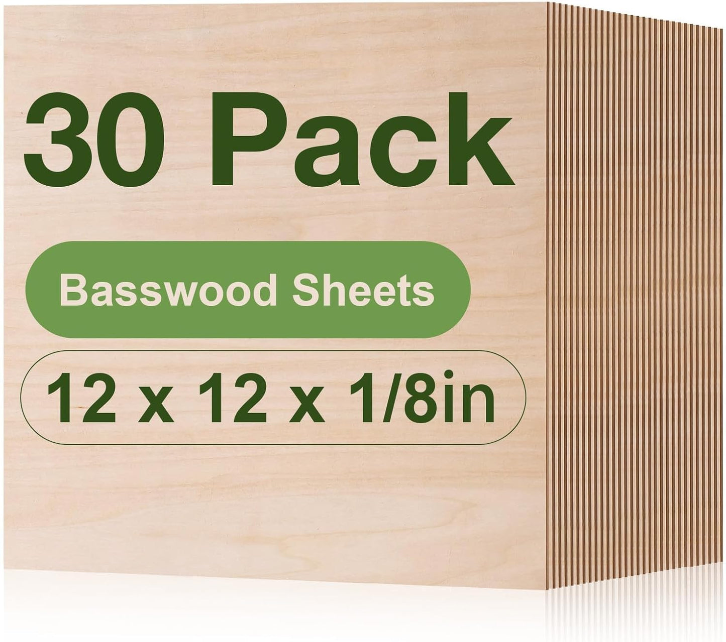 ROBOTIME 30-Pack Basswood Sheets for Laser Engraving Projects