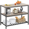Kitchen Island with 3 Shelves 47.2 in - Large Worktop & Storage