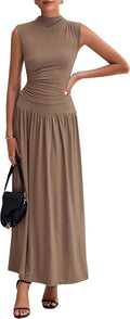 PRETTYGARDEN Womens Skirt Sets 2025 Ruched Tank & Ruffle Maxi