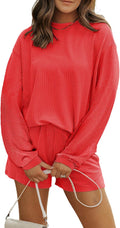 MARZXIN Women's 2 Piece Summer Tracksuit Ribbed Knit Set - Loose Fit