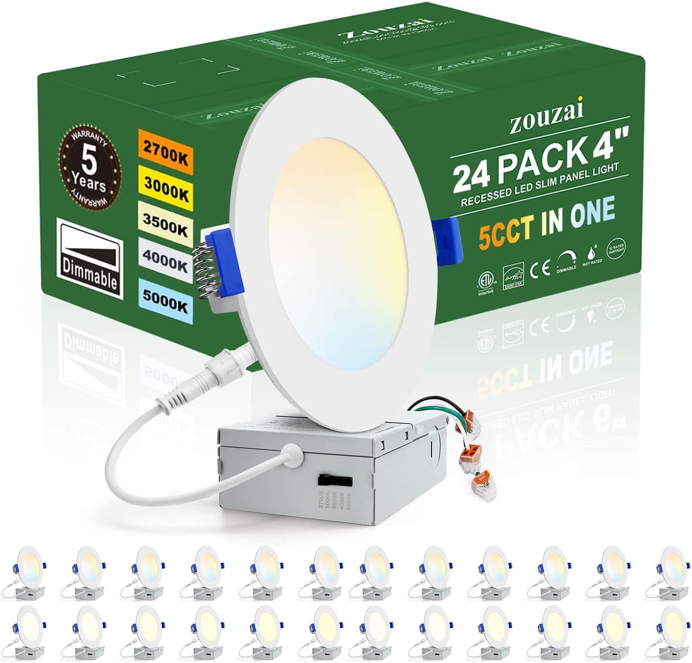 Ultra-Thin 4 Inch LED Recessed Ceiling Light - 24 Pack