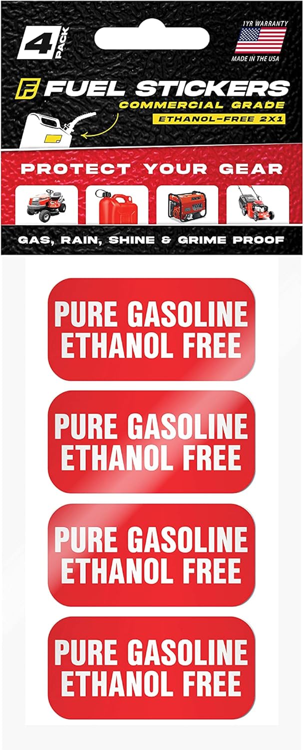 Ethanol Free Stickers for Fuel Cans and Outdoor Equipment