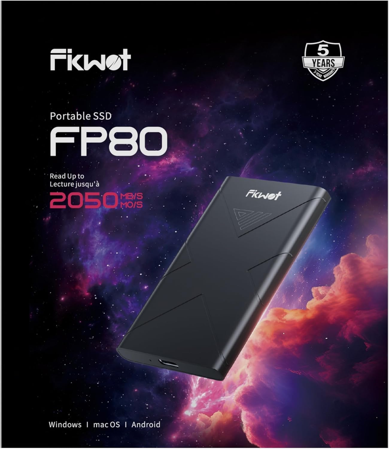 Fikwot 1TB External SSD - Lightning Fast 2000MB/s Speed