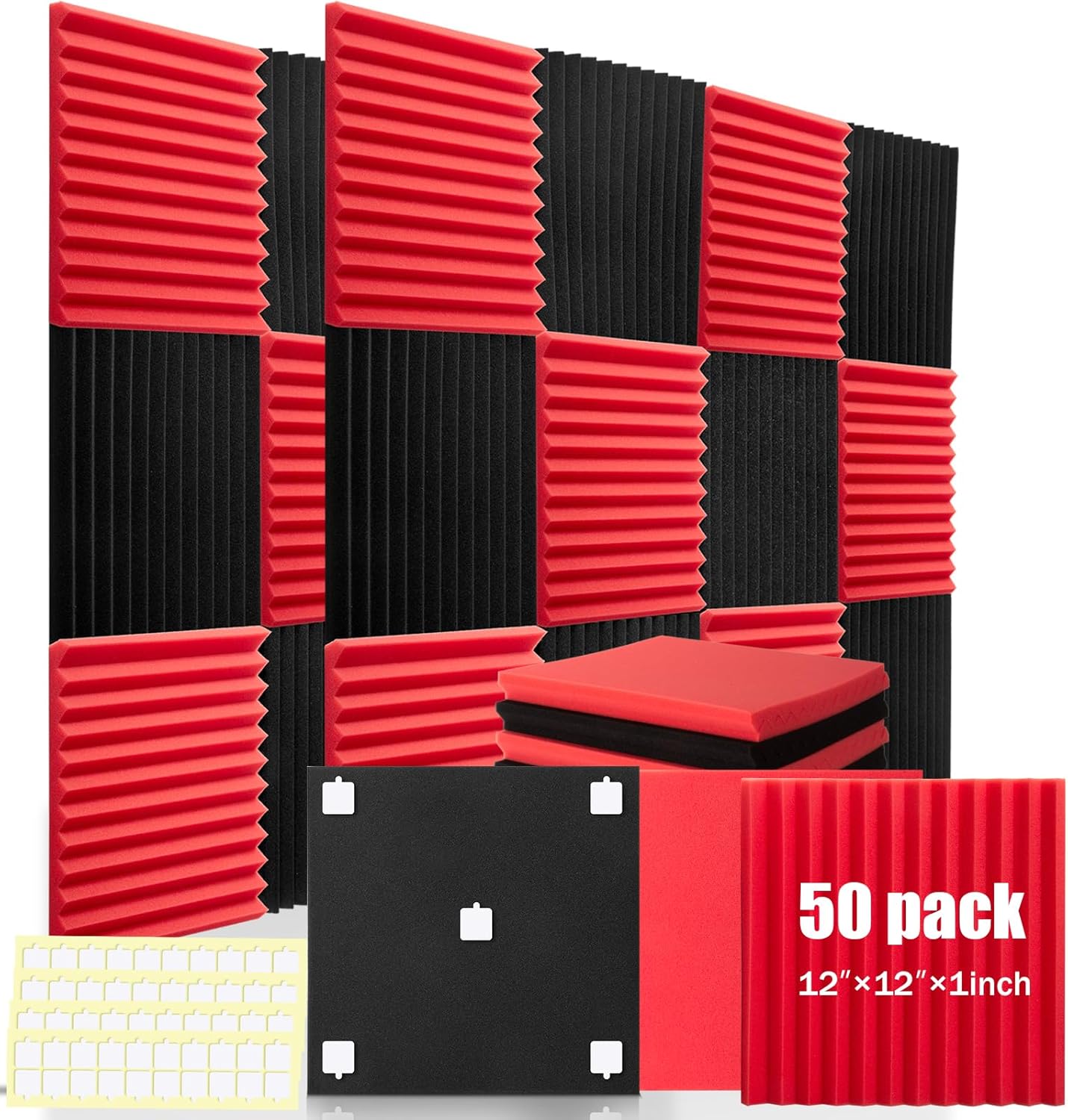 50 Pack Acoustic Panels for Soundproofing and Noise Reduction