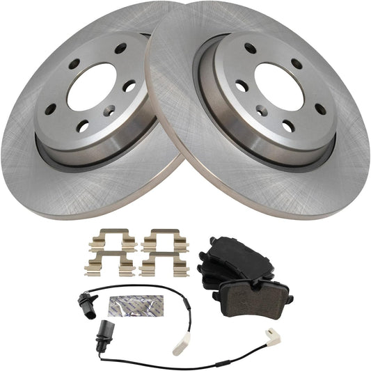 TRQ Rear Brake Pad & Rotor Kit for 2012-2013 Audi A6 Quattro