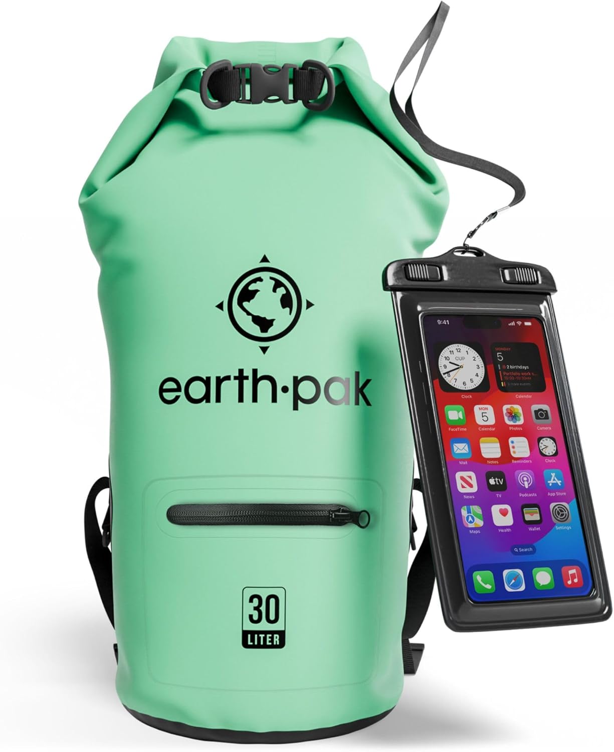 Earth Pak Waterproof Dry Bag with Zippered Pocket for Gear
