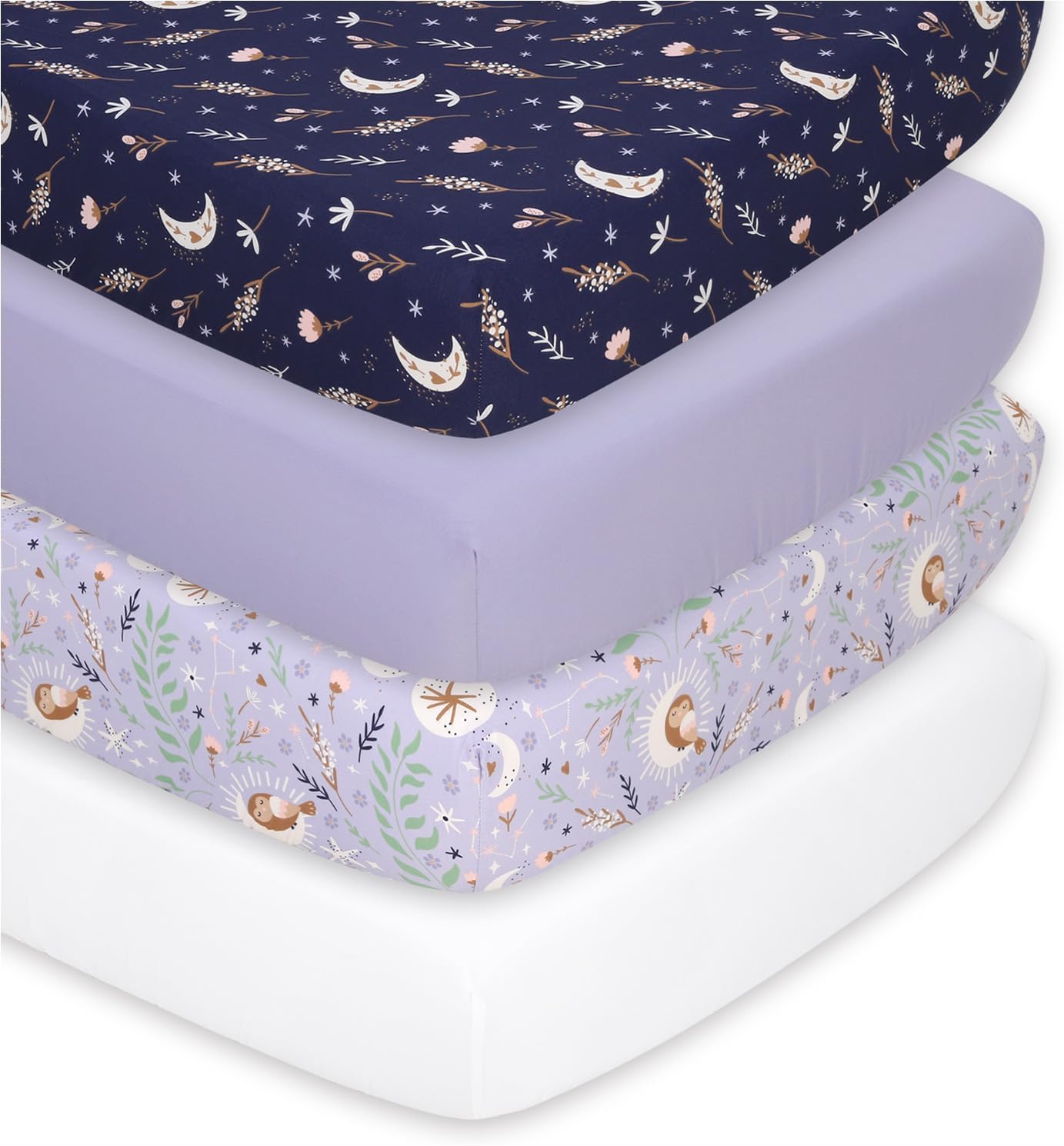 The Peanutshell 4-Pack Fitted Crib Sheet Set for Baby Girls