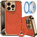 iPhone 15 Pro Max Case Orange Gold - 360 Spin Magnetic Stand