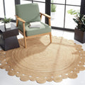 Round Jute Area Rug 3 ft - Handwoven Natural Braided Accent Rug