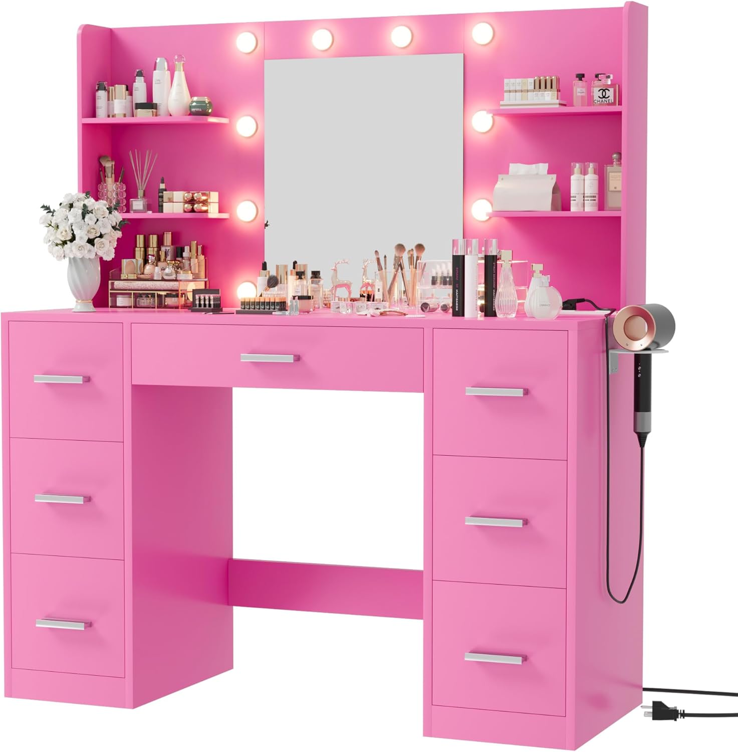 Furmax Vanity Desk with Mirror and LED Lights for Makeup