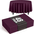 Plum Round Tablecloths 84 in 48 Pack - Disposable Plastic Table Covers