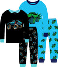 4 Pieces Boys Pajamas Toddler Long Sleeve Cotton PJs - Durable Comfort