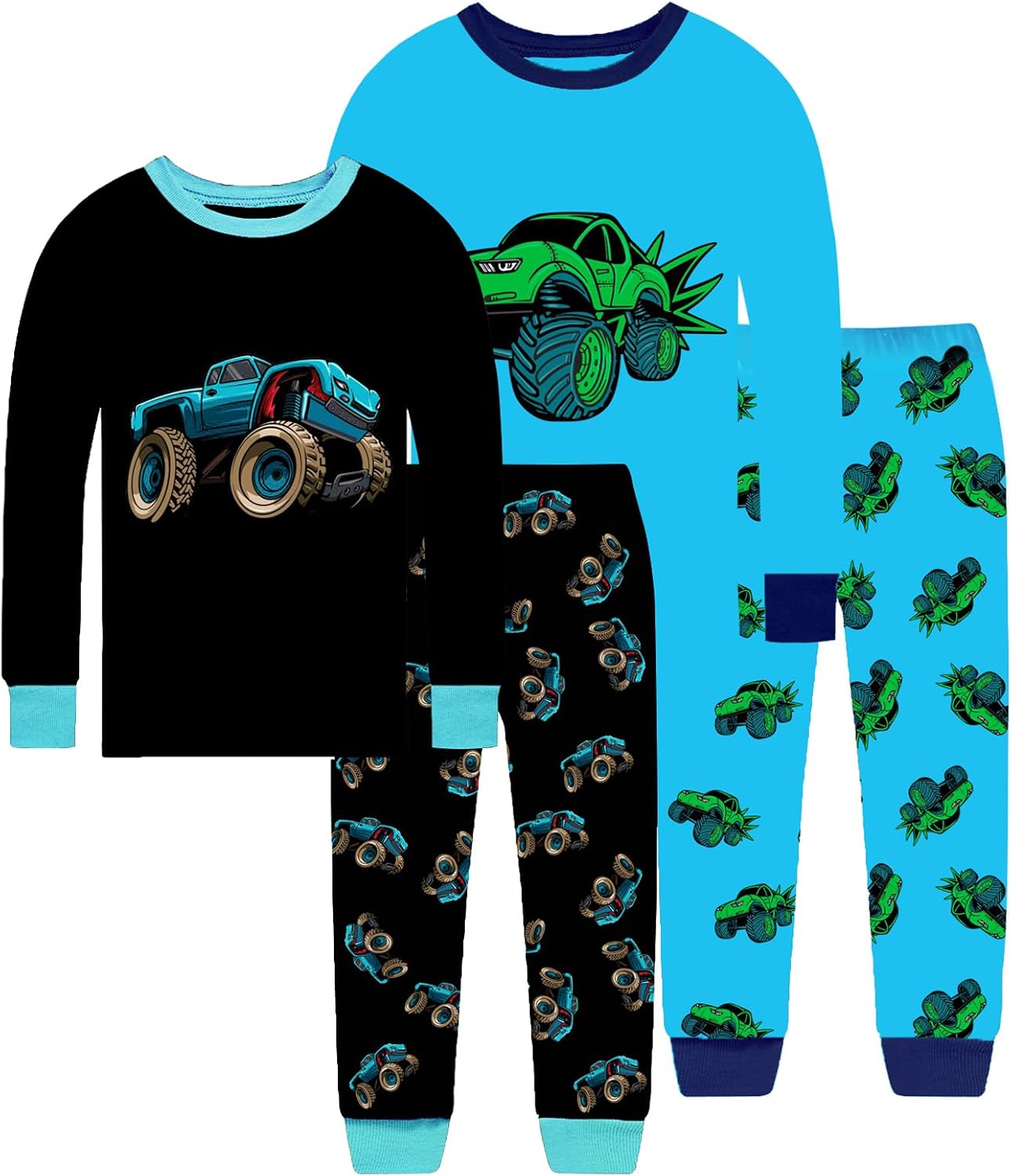 4 Pieces Boys Pajamas Toddler Boys Long Sleeve Cotton Pjs