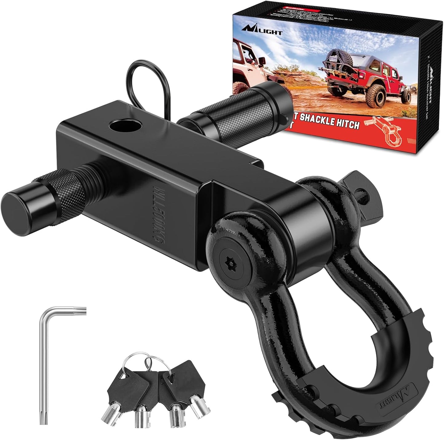 Nilight Anti-Theft Shackle Hitch Receiver for Heavy Duty Towing