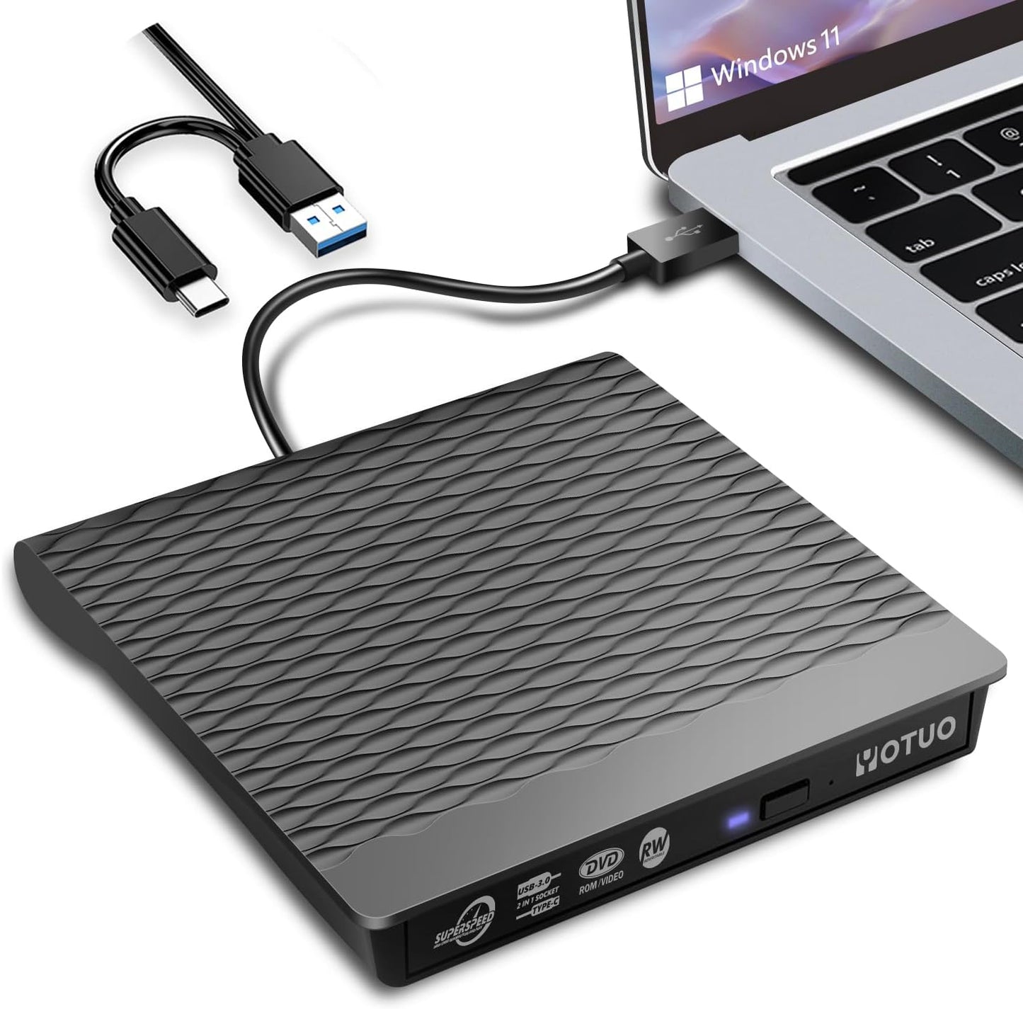 Portable USB 3.0 Type C DVD Drive for Windows, Mac & Linux