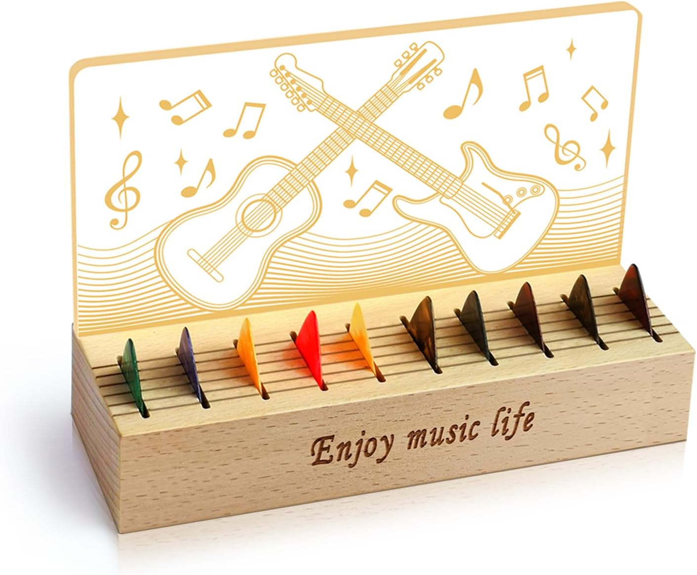 Premium Wood Guitar Pick Holder - Display & Store Picks with Style!