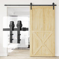9 Foot Heavy Duty Sliding Barn Door Hardware Kit - Sturdy Black Rustic