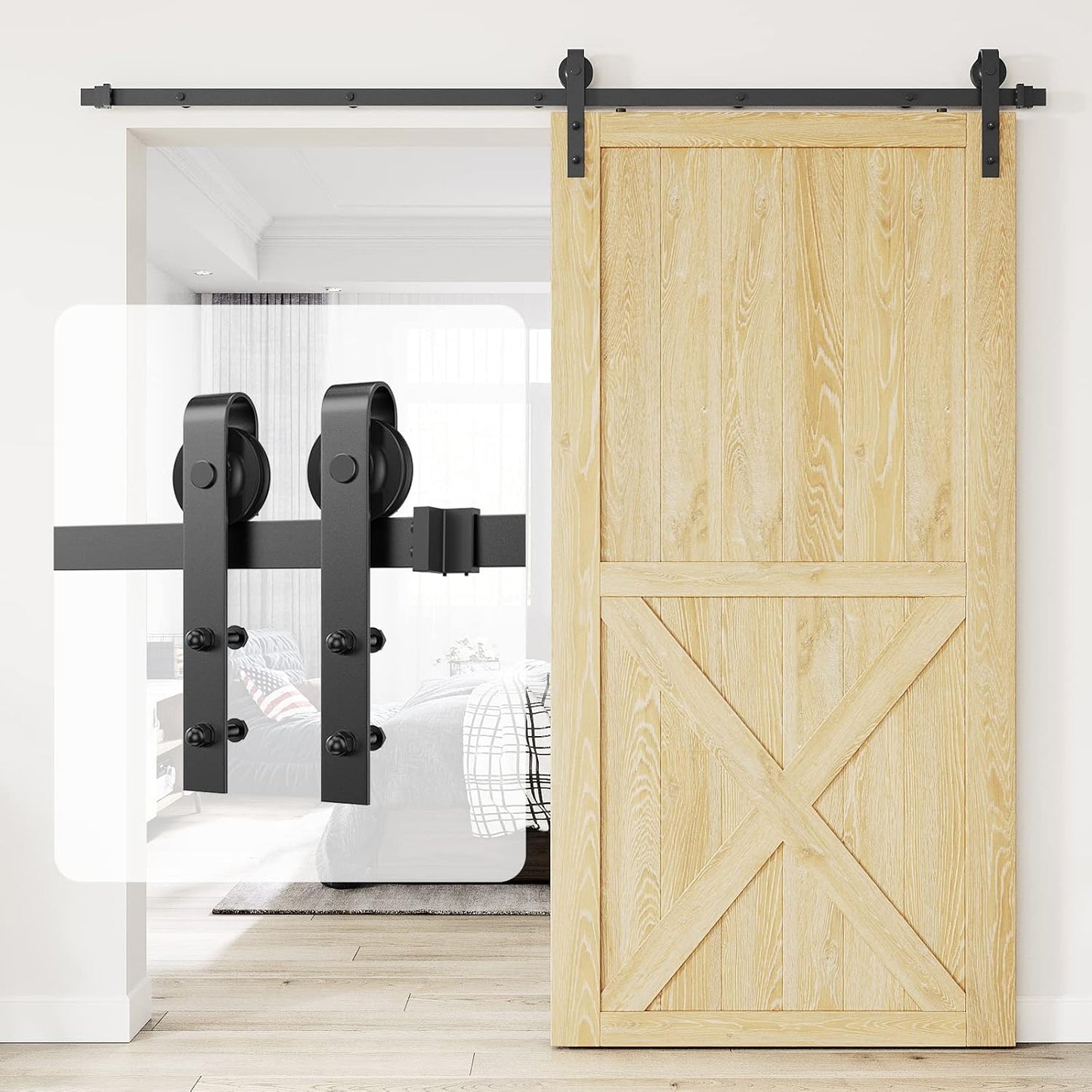 9 Foot Heavy Duty Sliding Barn Door Hardware Kit for Rustic Style