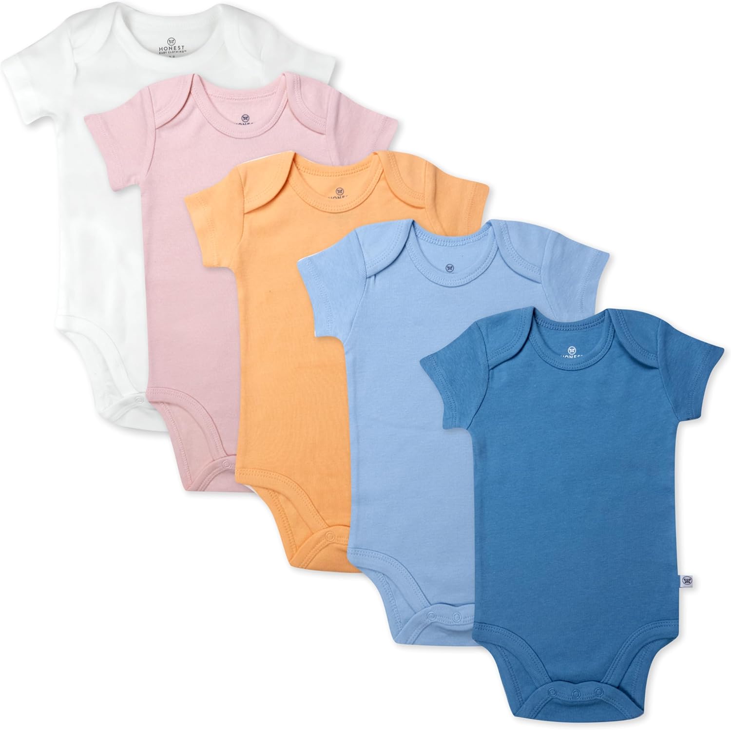 HonestBaby 5-Pack Short Sleeve Bodysuits for Baby Girls