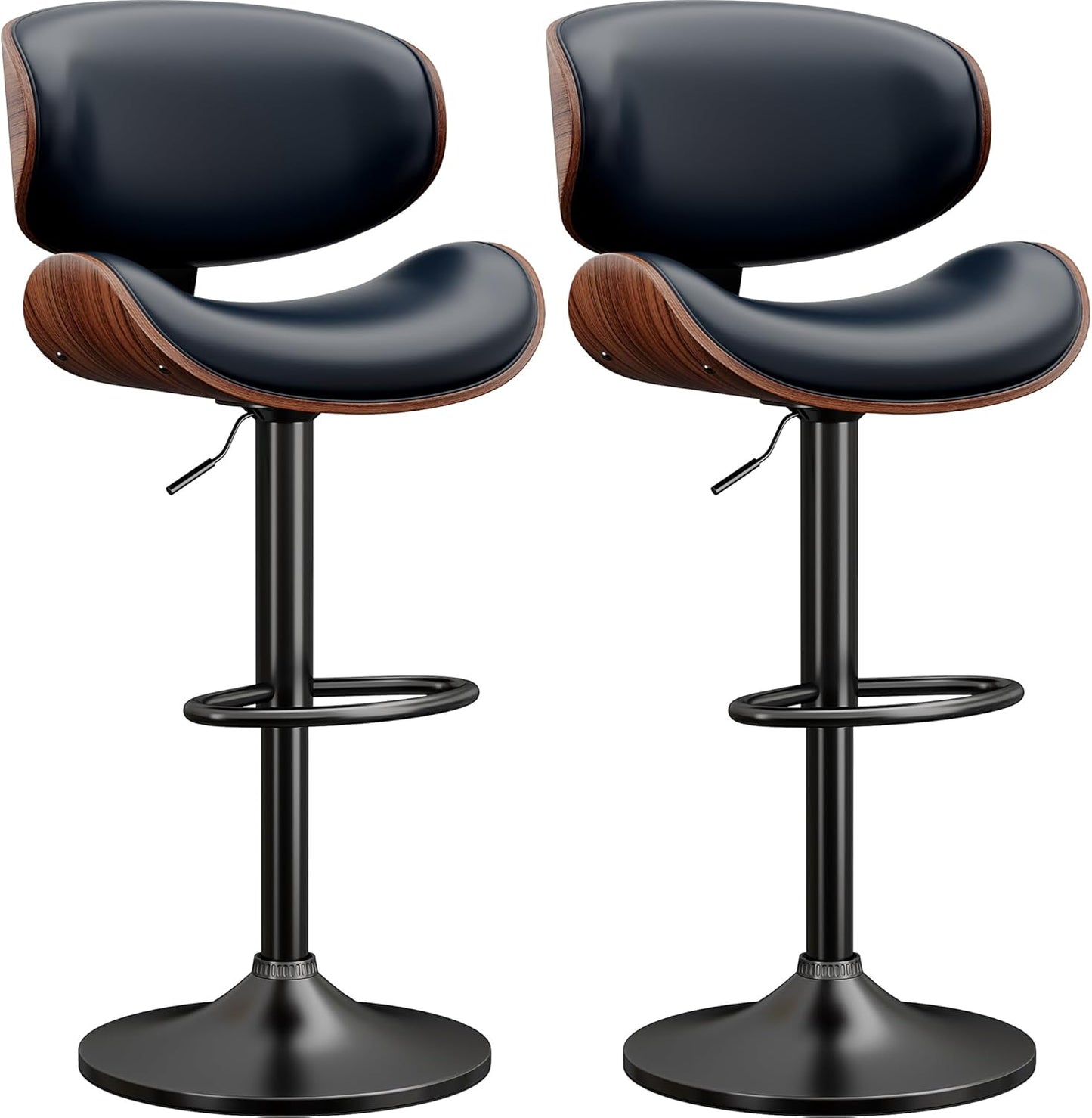 Bentwood Adjustable Height Swivel Bar Stools Set of 2 in Blue