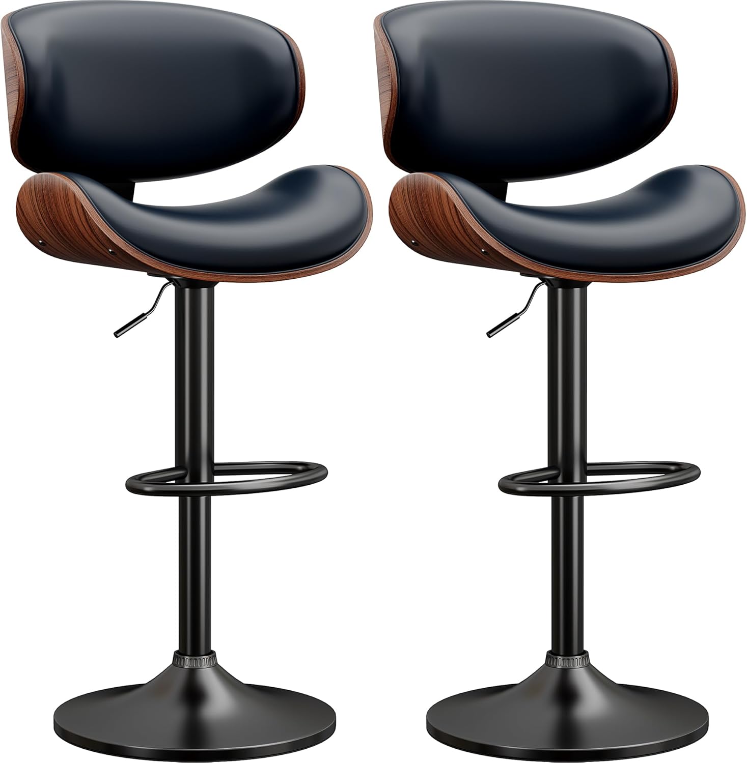 Bentwood Adjustable Height Swivel Bar Stools Set of 2 in Blue