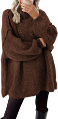 Oversized Mock Neck Cable Knit Sweater for Women - Cozy Winter Staple