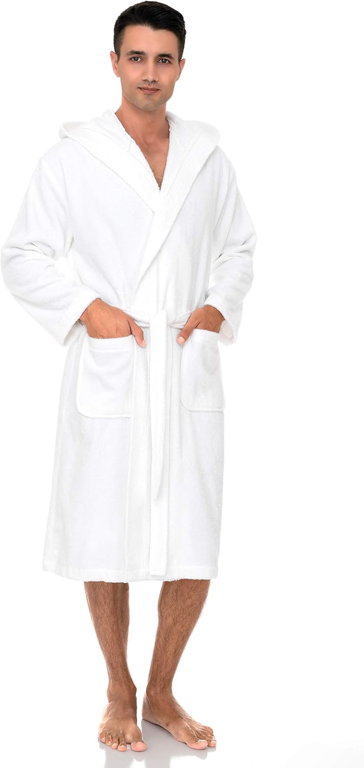 Soft Hooded Terry Cloth Bathrobe for Men - Comfortable & Warm