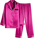 Ekouaer Women Satin Pajamas Set Classic Button Down Long Pjs Set cami