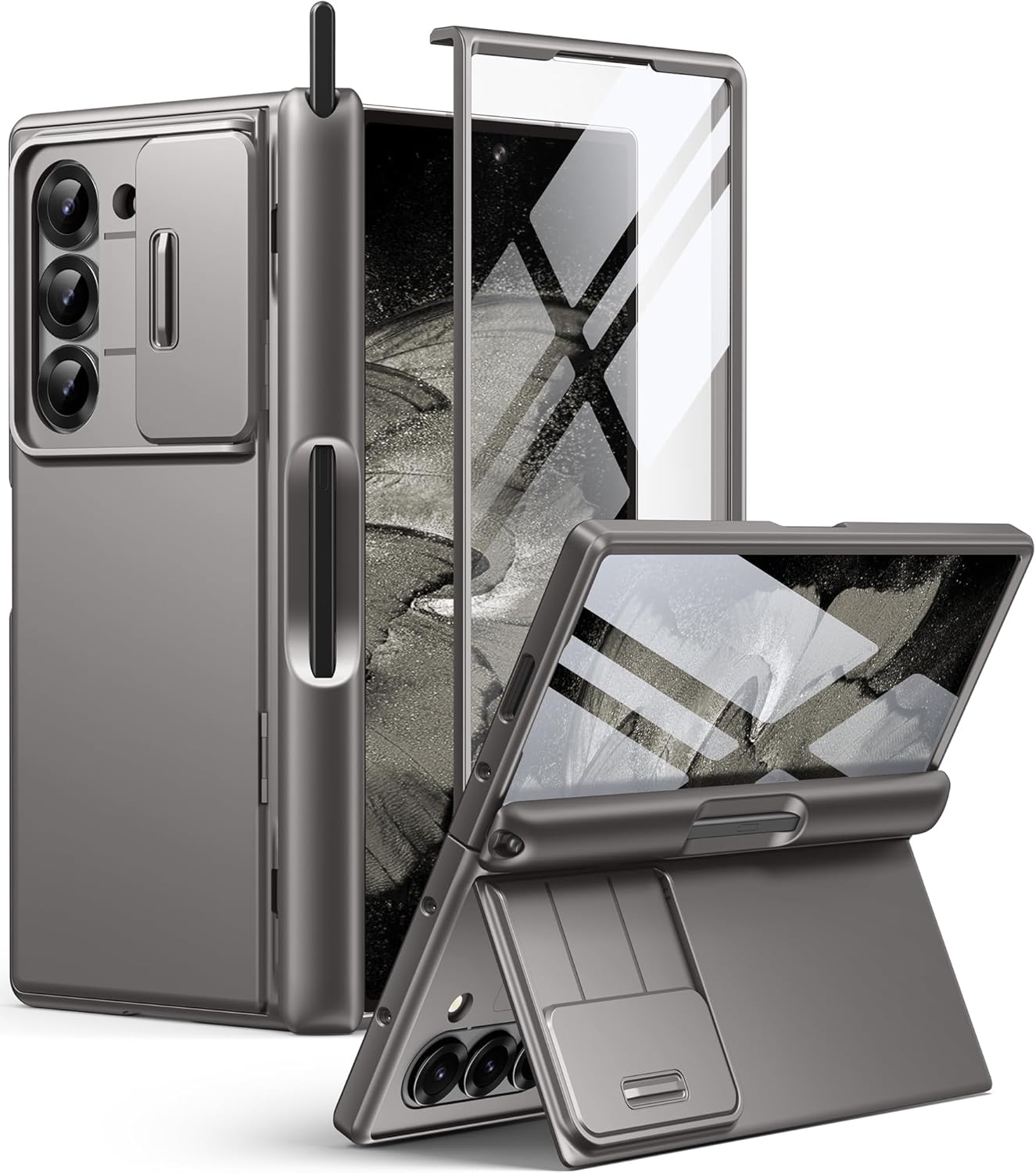 BERFY Z Fold 6 Case with Tempered Screen Protector and S Pen Holder