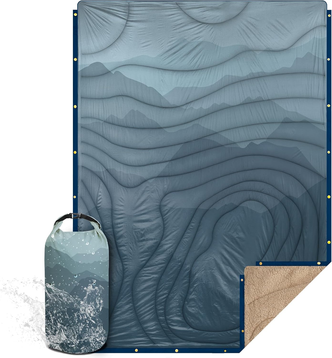 Outdoor Camping Blanket with Sherpa Lining for Cold Weather