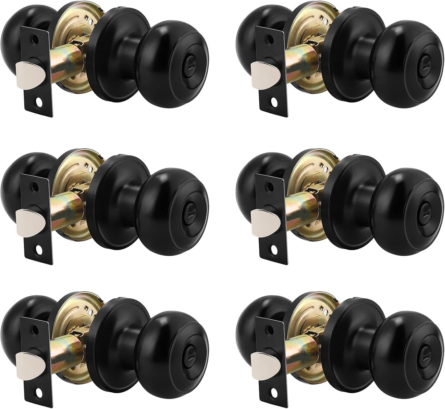 Probrico 6 Pack Round Privacy Door Knob for Secure Spaces