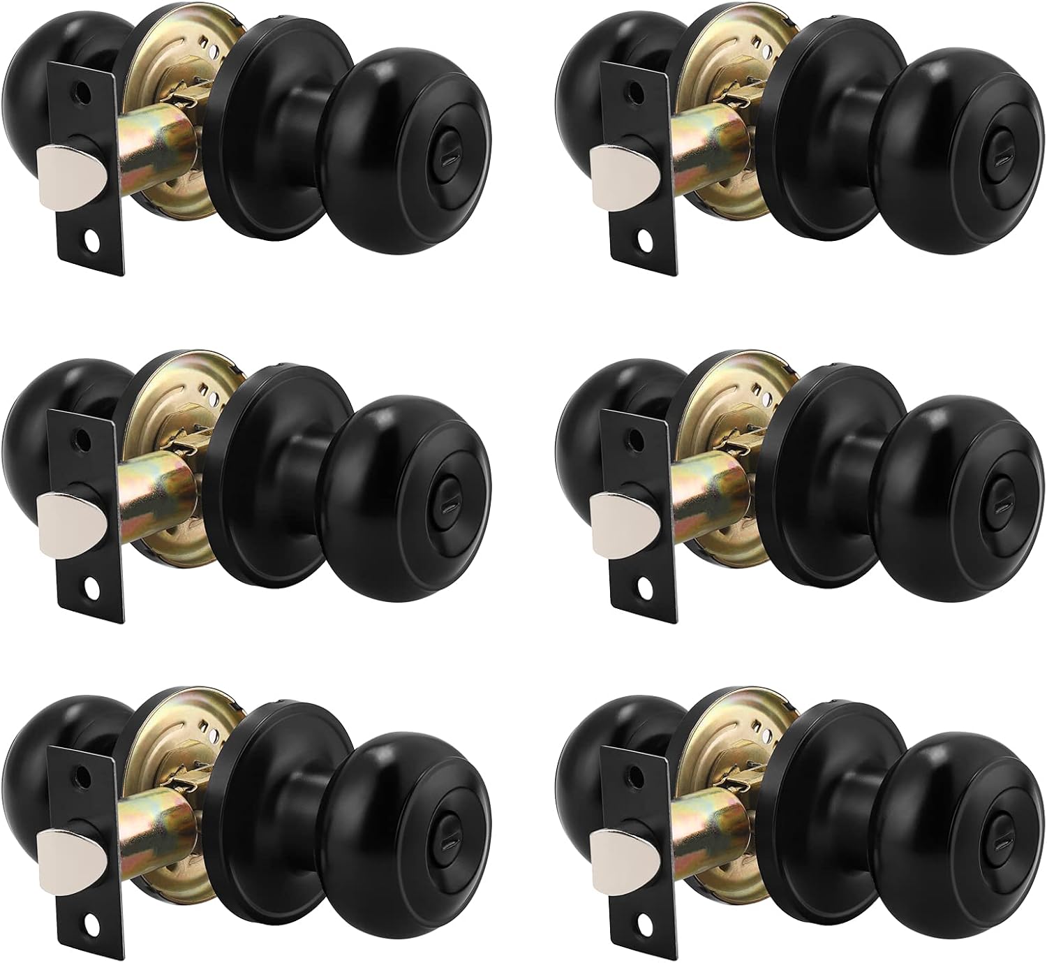 Probrico 6 Pack Round Privacy Door Knob for Secure Spaces
