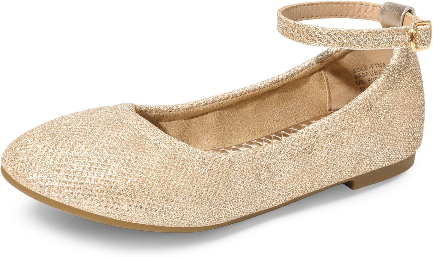 DREAM PAIRS Girls Dress Shoes Ballerina Flat Ankle Strap