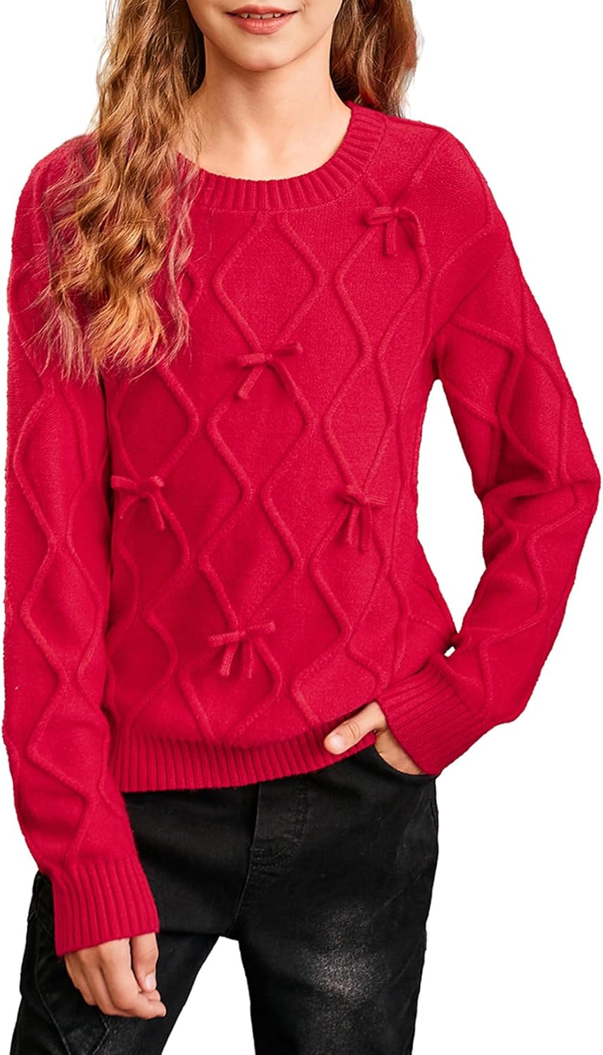 Cute Girls Bow Sweaters for Fall and Winter Fashion 2025