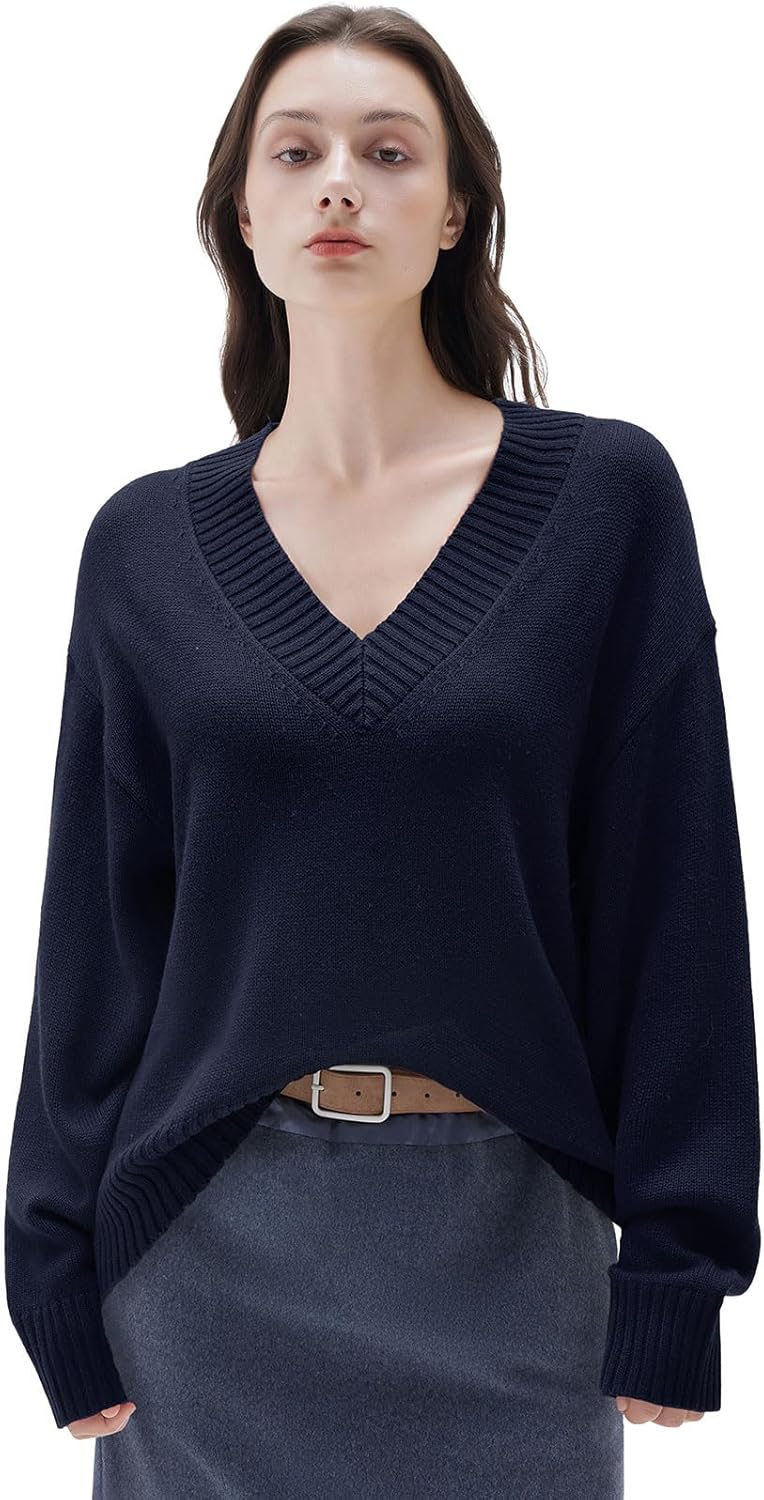 Cashmere Oversized V Neck Pullover Sweaters for Women