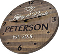 Handmade 11 in Wooden Wall Clock Personalized for Couple - Rustic Gift