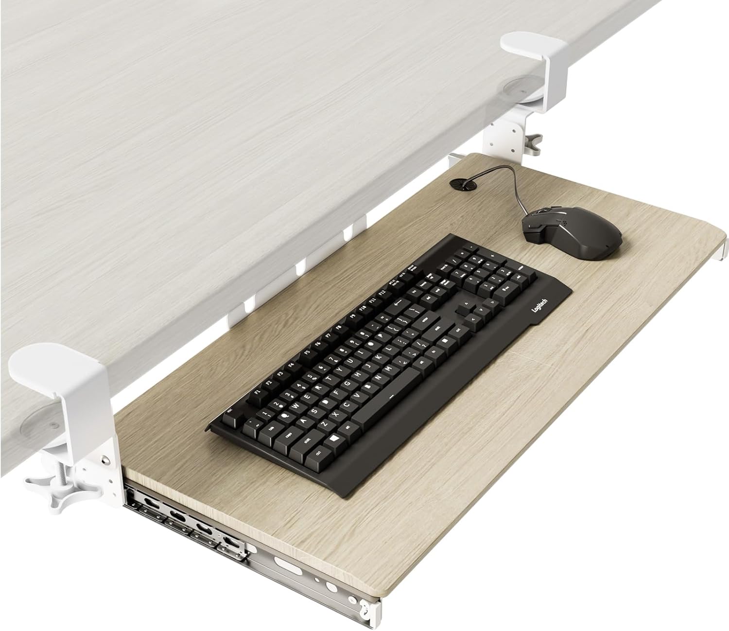 Space-Saving Keyboard Tray: Pull Out, Sturdy Clamp Mount - AX WABER