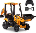12V JCB Electric Backhoe Loader Toy Car for Kids - Realistic 3-in-1