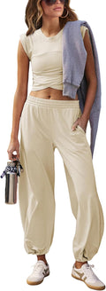 Springrain Womens Two Pieces Outfits Casual Lounge Sets Cropped Tops