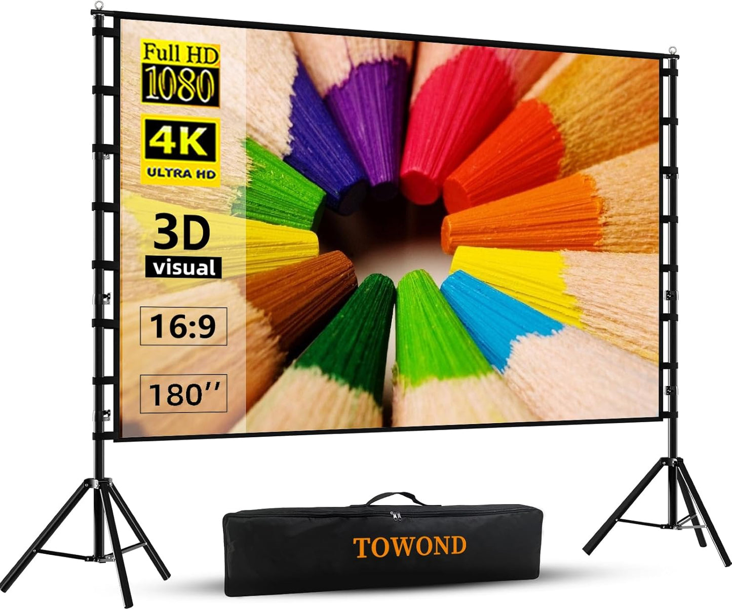 TOWOND 180 4K HD Projector Screen: Portable Theater Experience