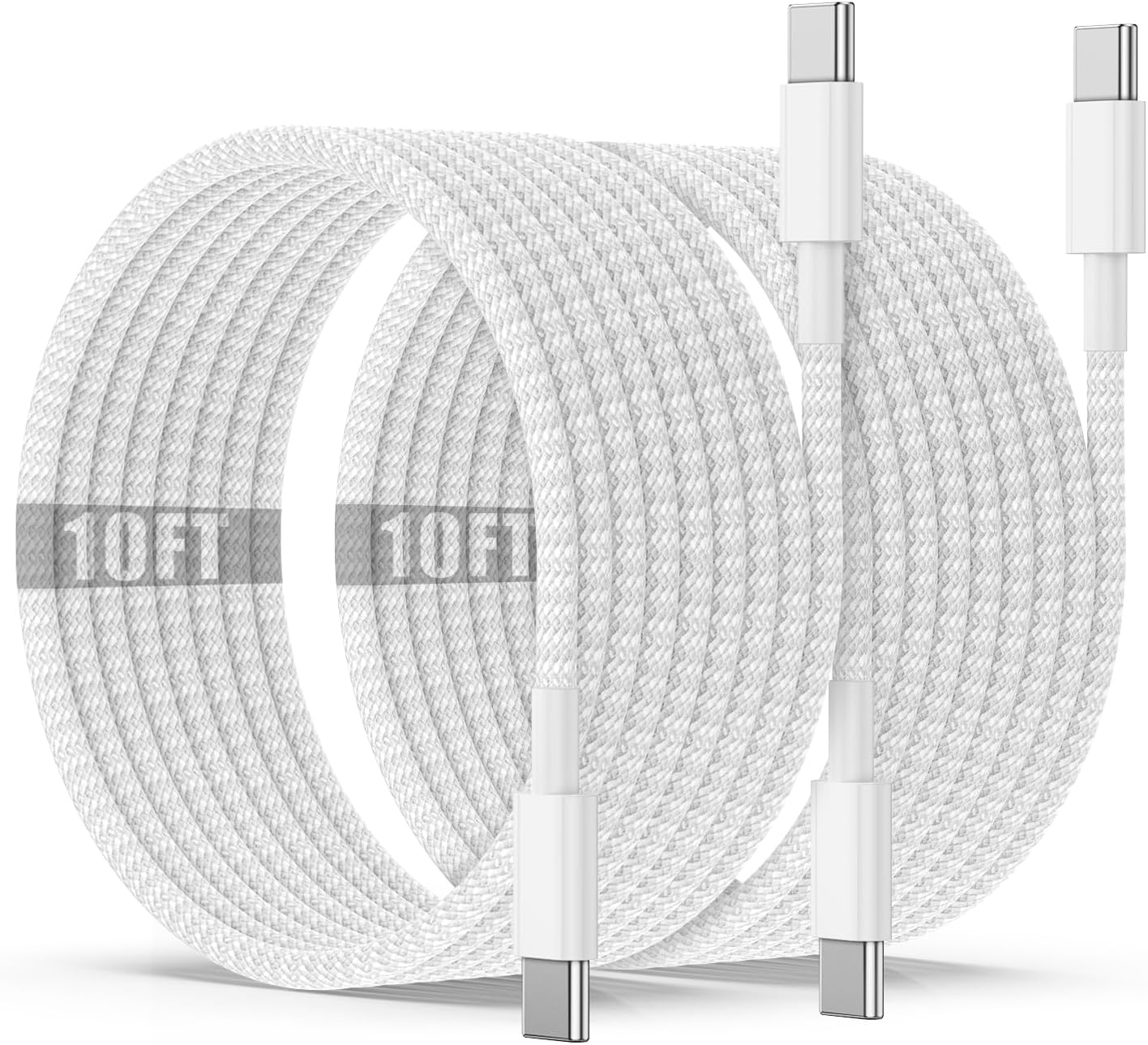 60W Fast 10ft USB C to C Charger - For Apple, MacBook, iPad, Samsung - Qalirvis