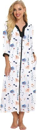 Bloggerlove House Dresses Zip Up Robe for Women - Soft Cotton 30%