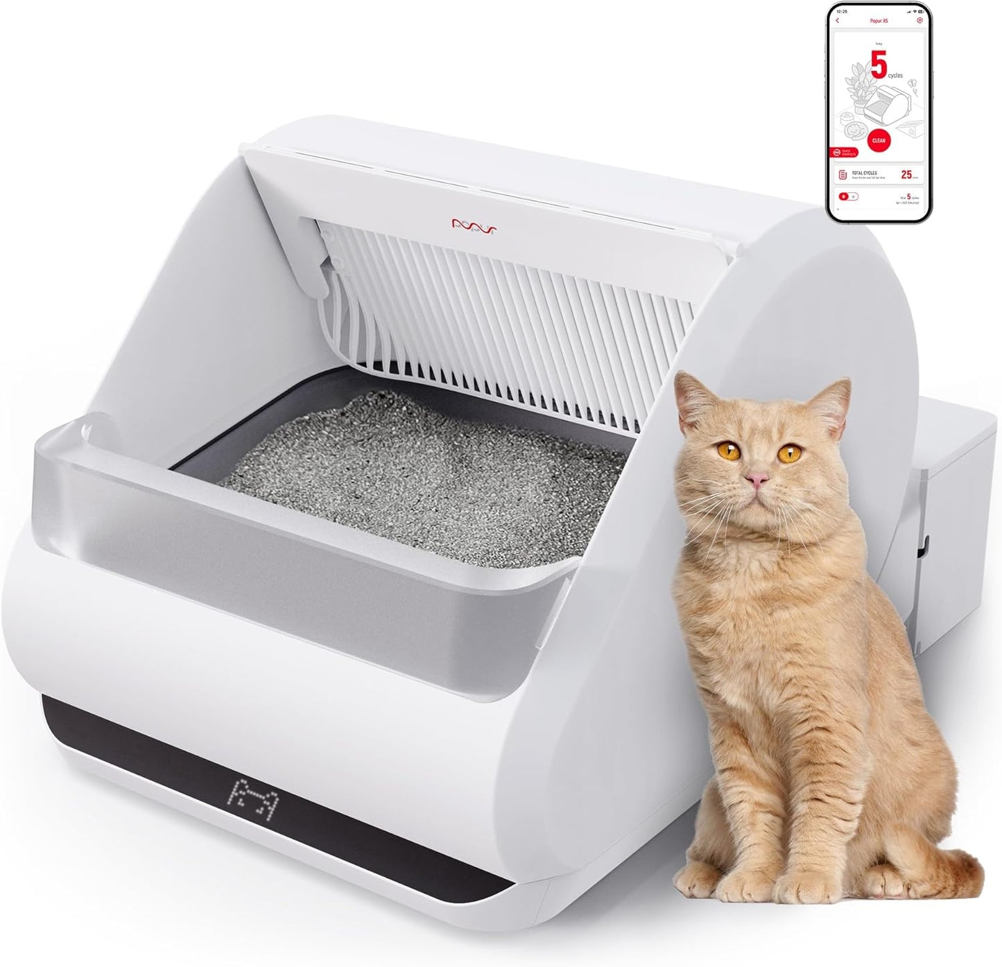 Popur X5 Self-Cleaning Litter Box - Automatic Odor Control